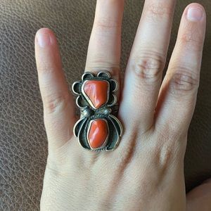Coral Native American ring